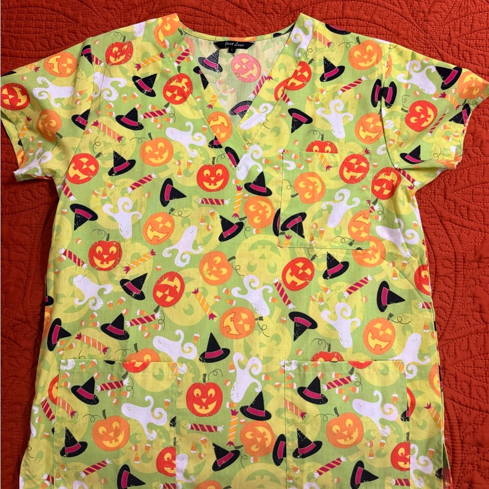 Halloween Themed Scrub Top